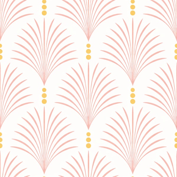 Blush Pink Art Deco Palm Fan Pattern