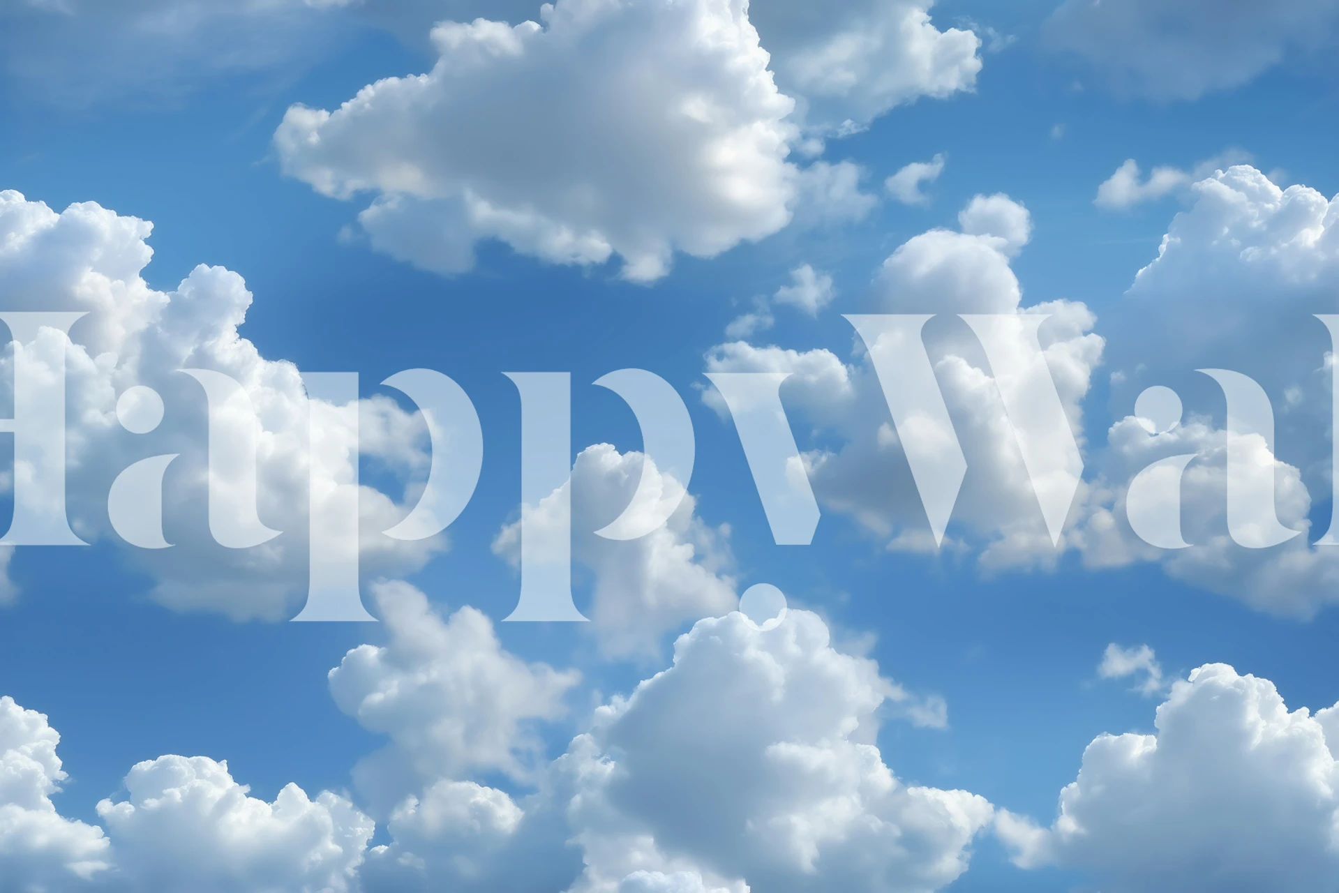 Tapešu ar zilu debesu un pūkainiem baltiem mākoņiem