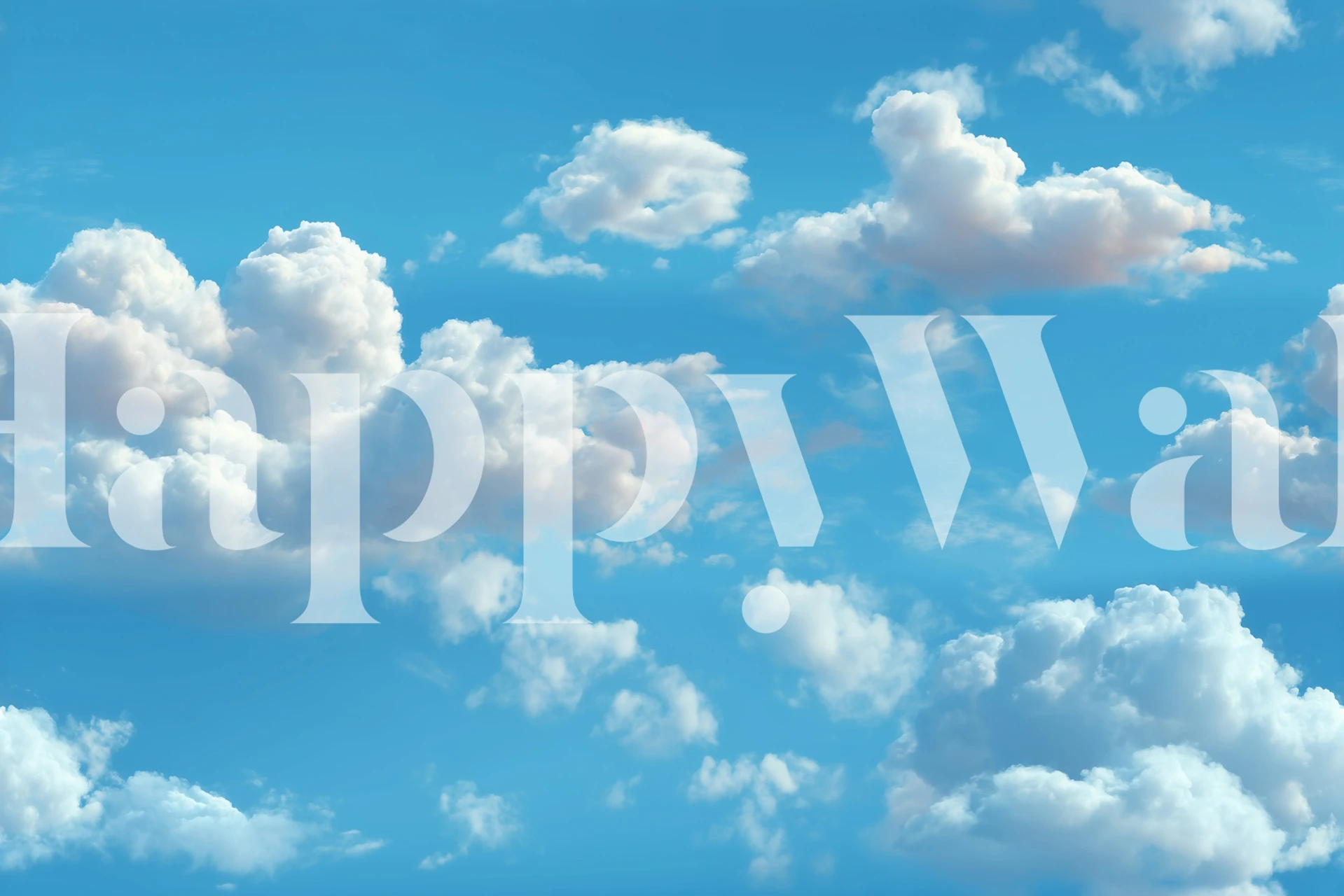 Blue sky with fluffy white clouds wallpaper
