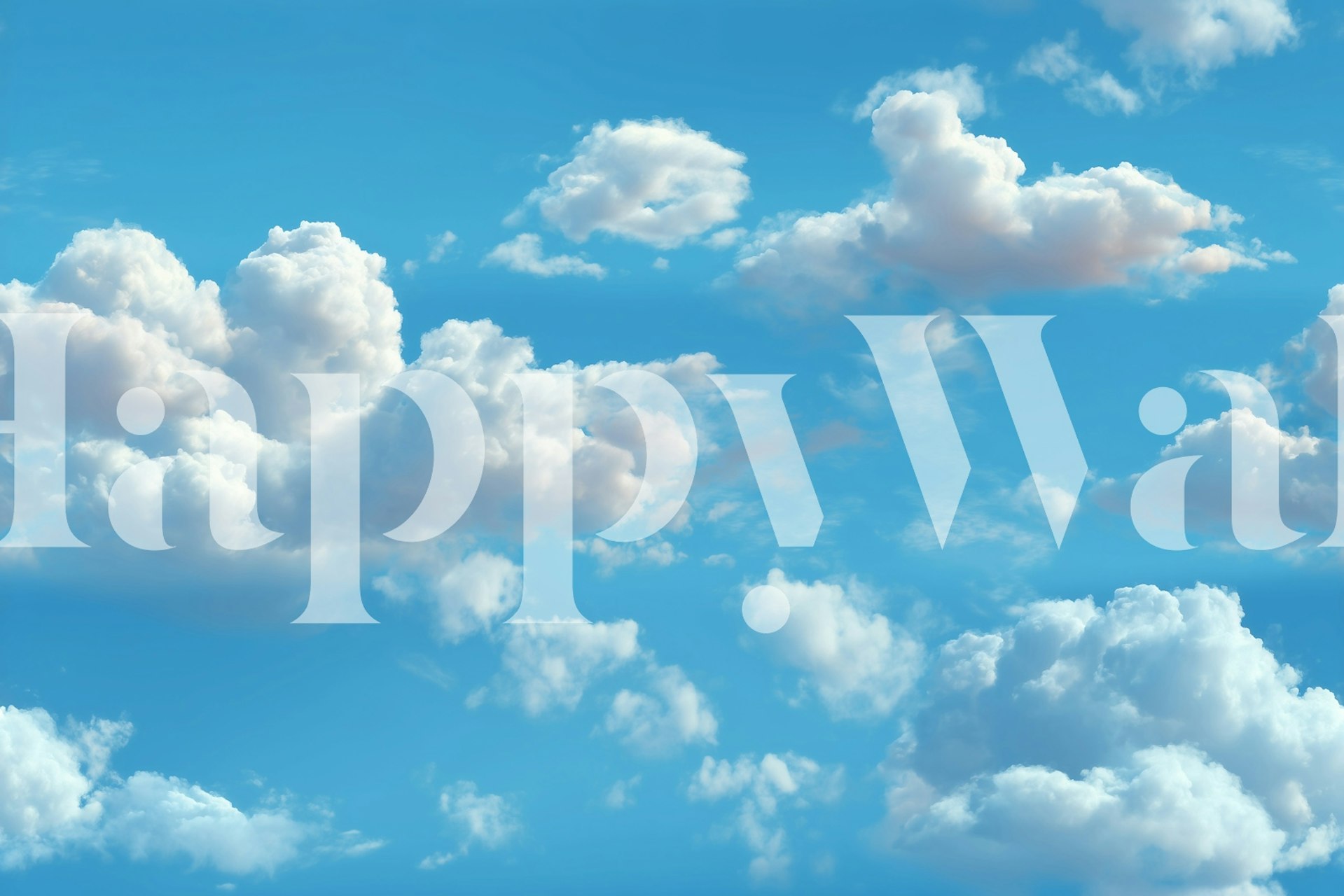 Blue sky with fluffy white clouds wallpaper