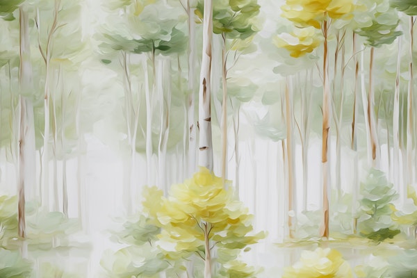 Misty Birch Forest Watercolor