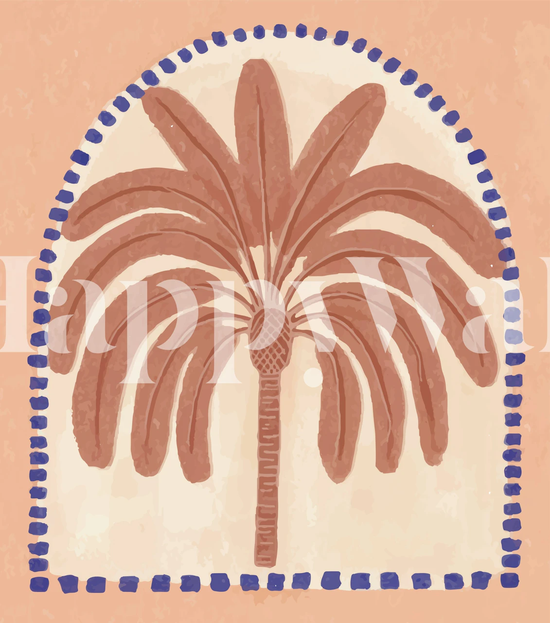 Vintage Tropical Palm Print wallpaper in a room