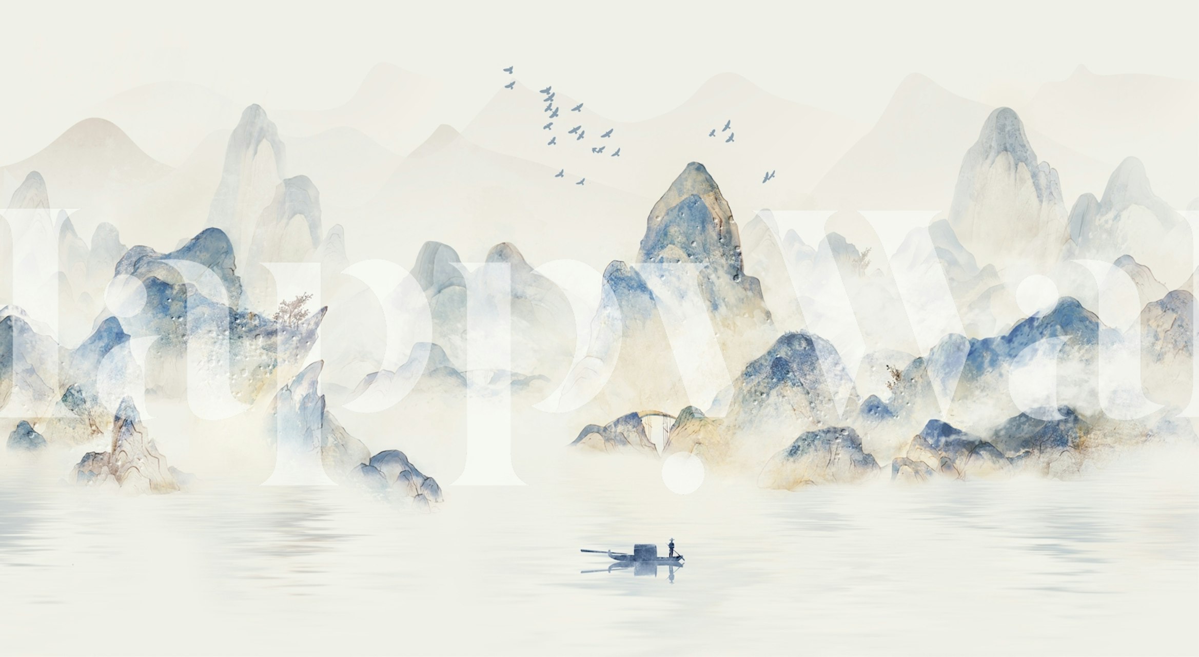 Artful Blue Horizon behang in een kamer