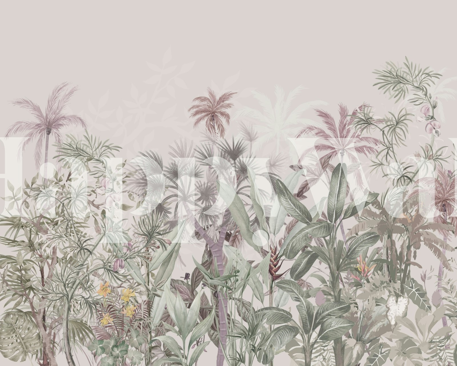 Vibrant nature scene wallpaper in a room