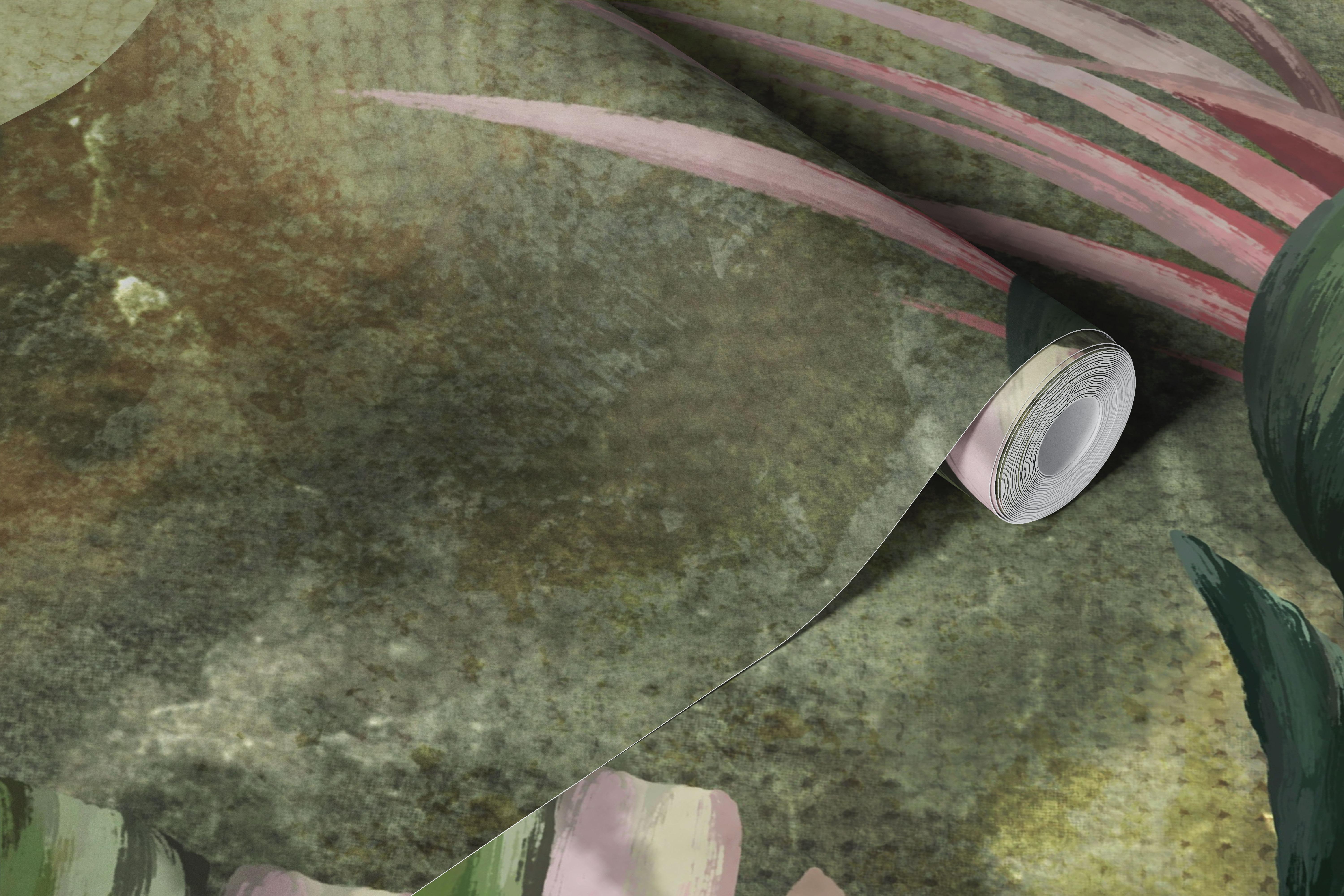 Exotisk naturtapet i ett stilrent rum