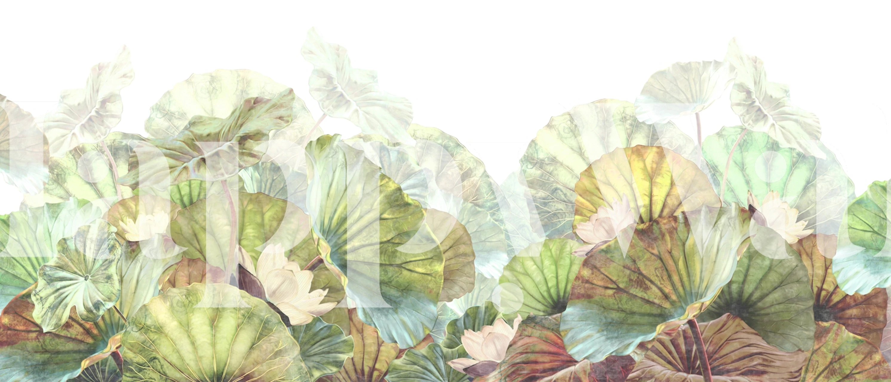 Lotus Dreams in Green wallpaper in a room