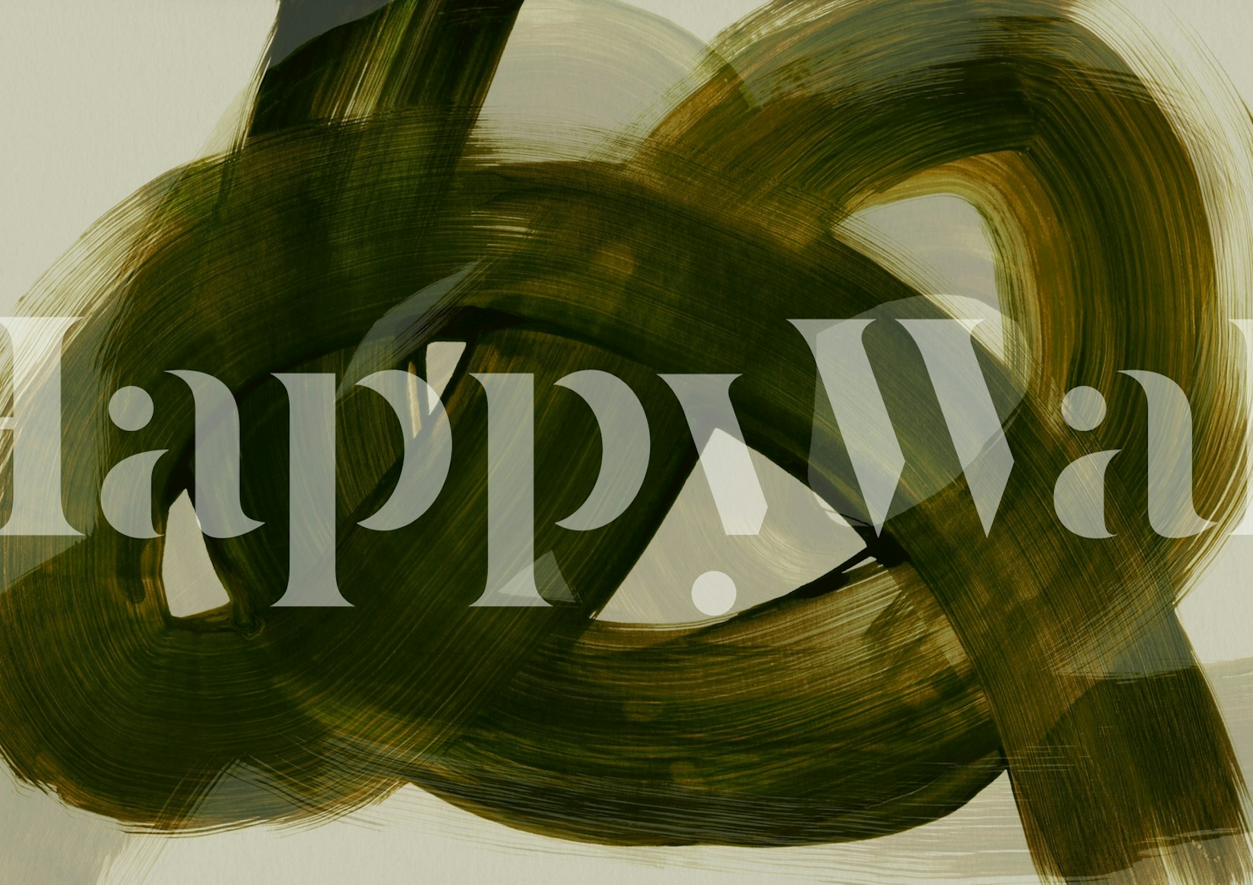 Sage green curved strokes wallpaper in a room