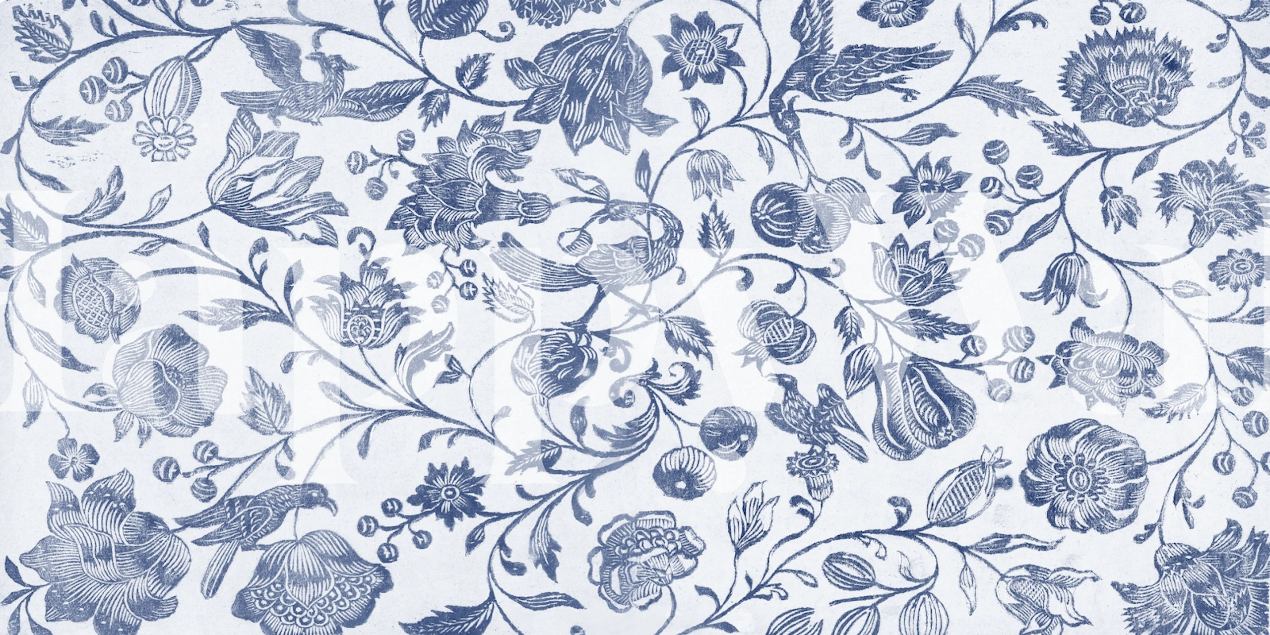 Tapet Vintage Floral Blockprint în cameră