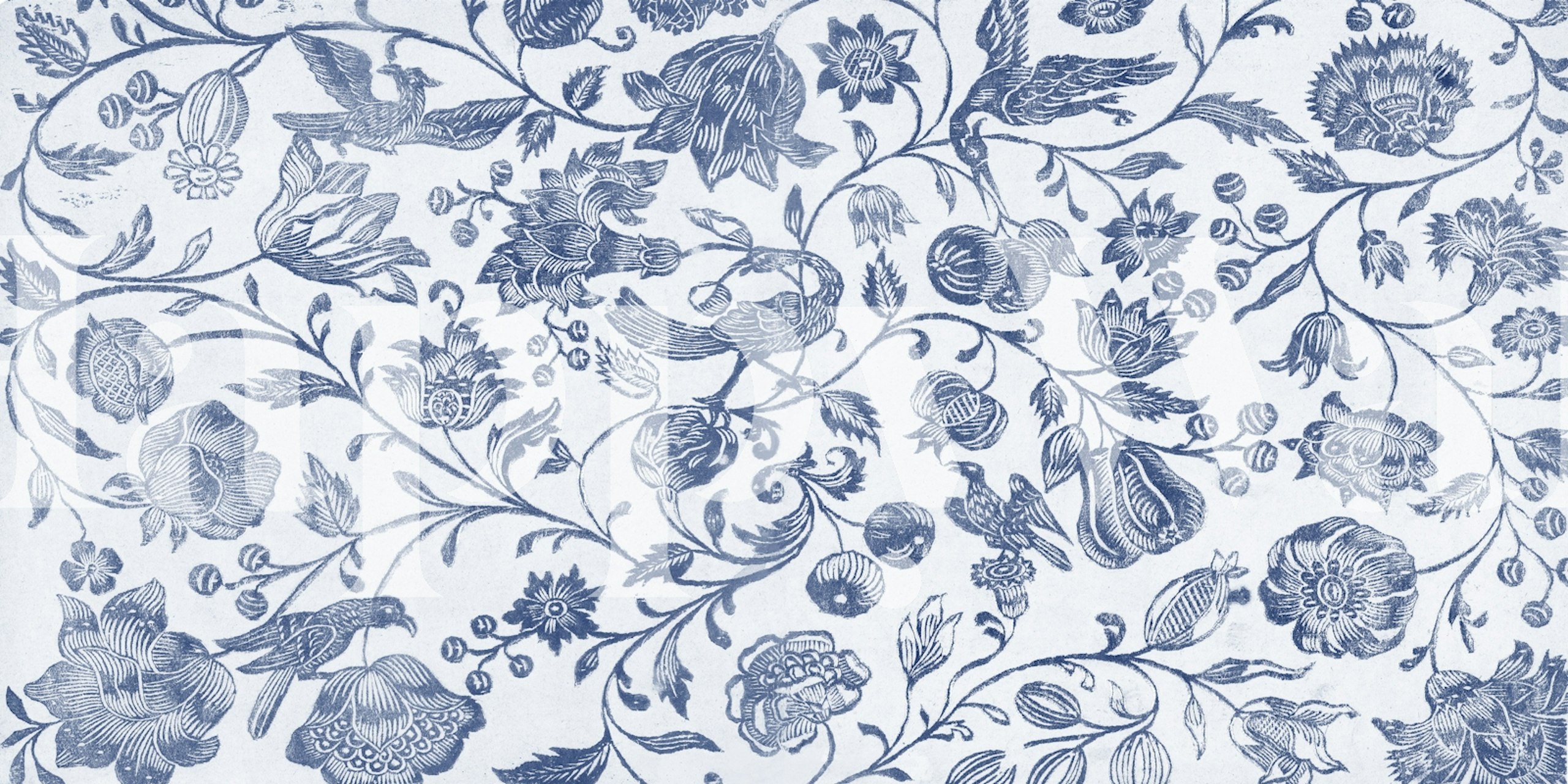 Vintage Floral Blockprint wallpaper in room