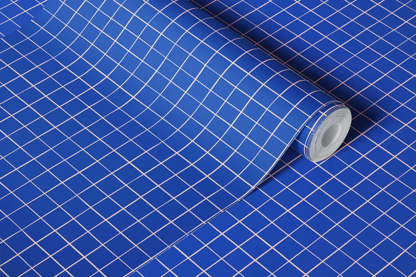 Small Modern Square Check Cobalt blue wallpaper roll