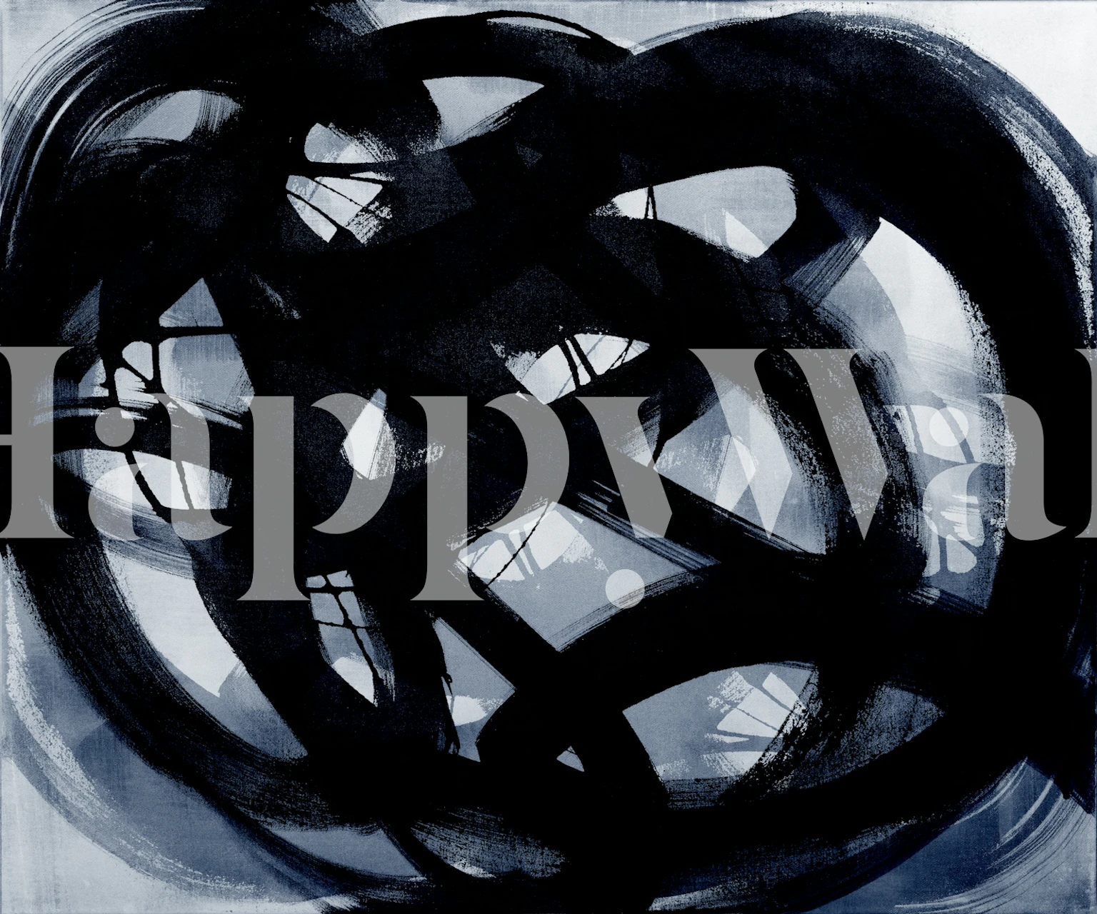 Moody Indigo Brush Marks wallpaper in a room