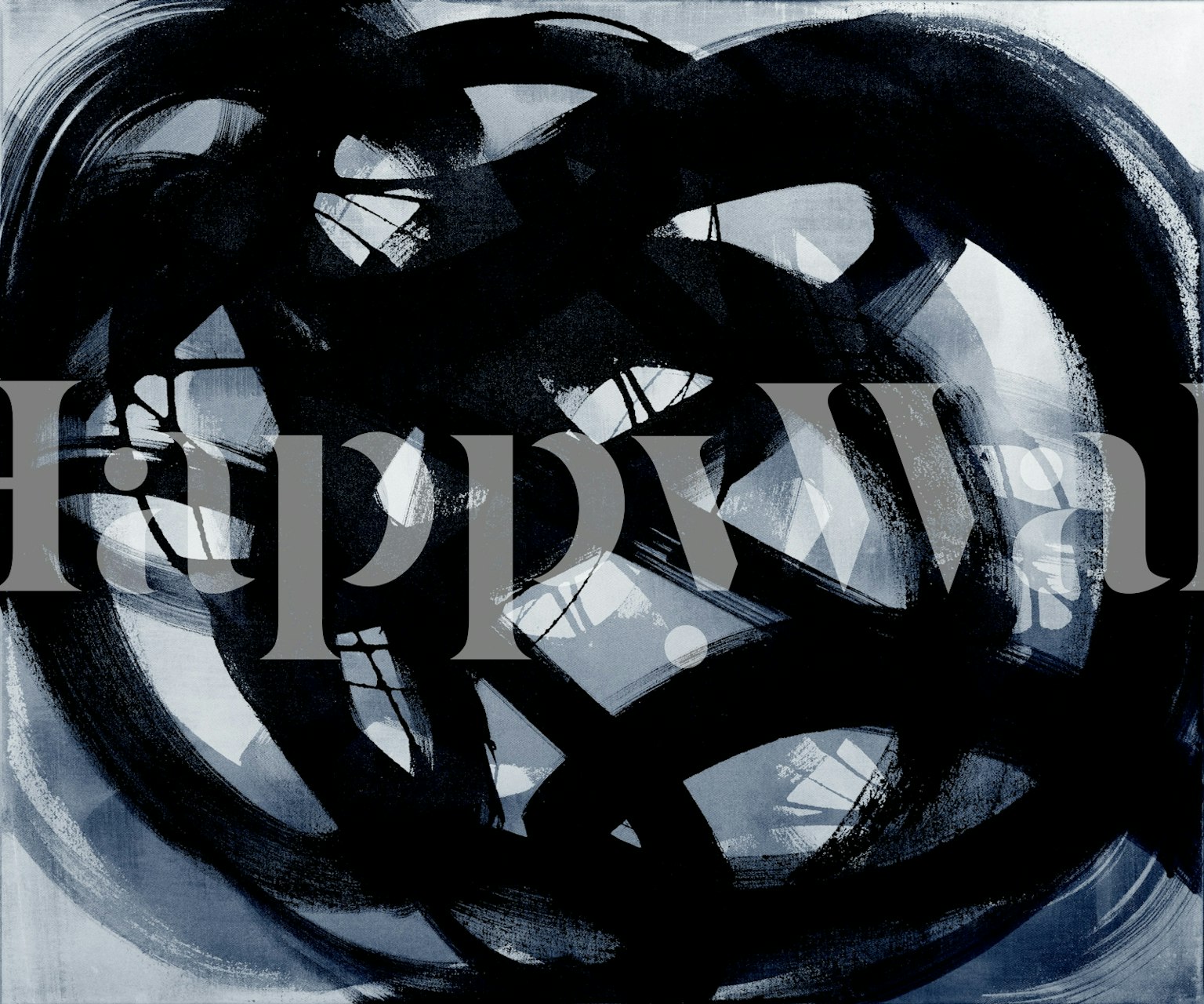 Moody Indigo Brush Marks behang in een kamer