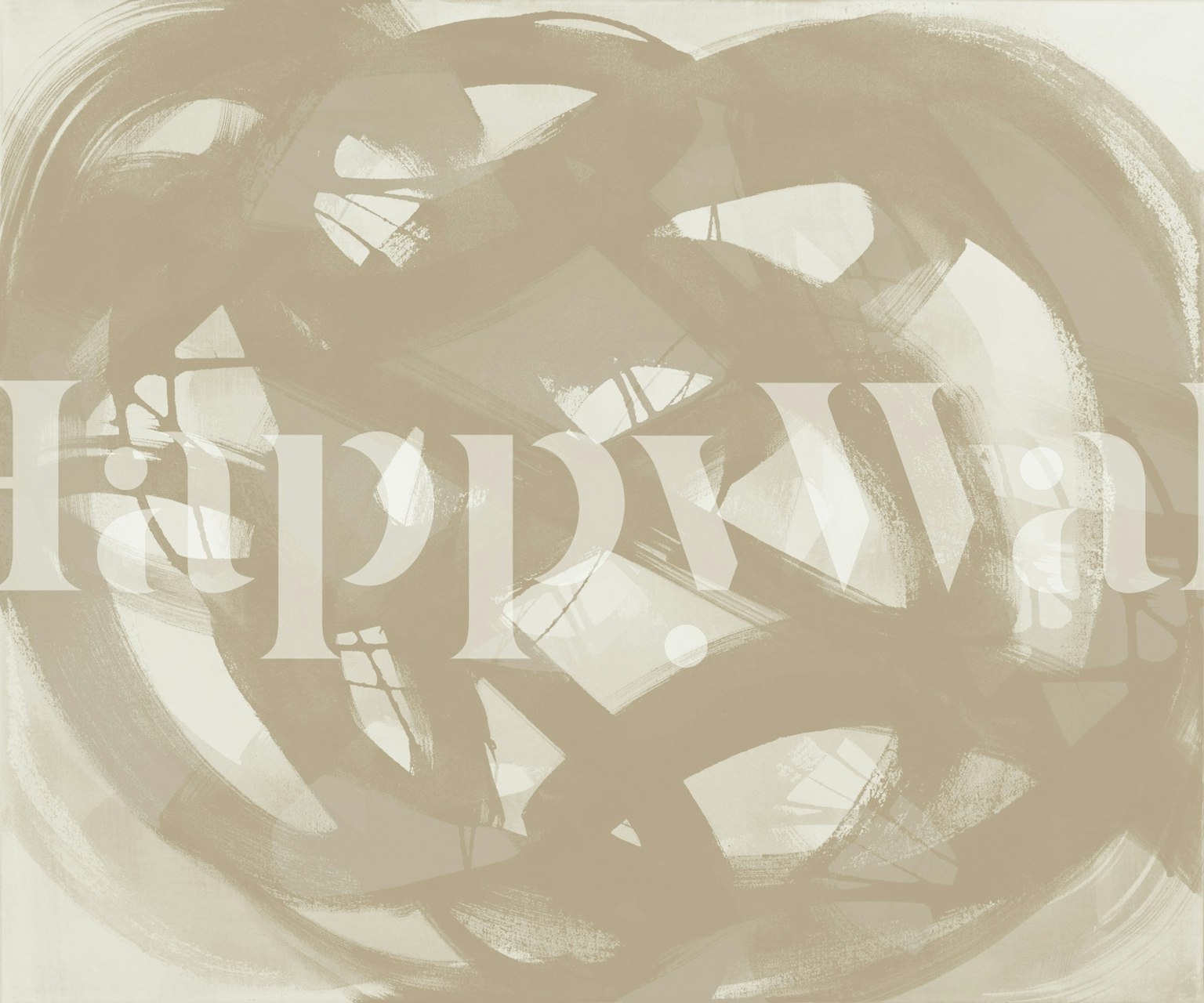 Neutral Beige Brushstroke Swirl wallpaper in a room