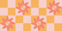 Checkered Palm Leaf Flowers in warm peach tapet