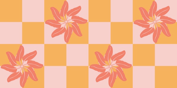 Checkered Palm Leaf Flowers in warm peach