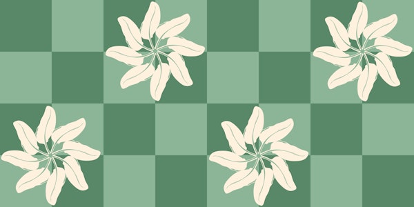 Checkered Palm Leaf Flowers in green
