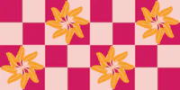 Checkered Palm Leaf Flowers in hot pink tapet