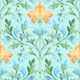 Elegant Botanical Damask Blue Large