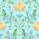 Elegant Botanical Damask Blue Medium