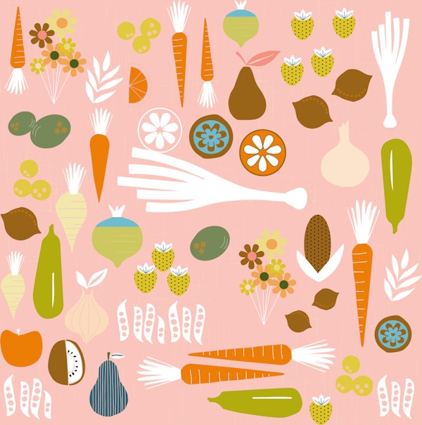 Mid Century Veggie Market Blush