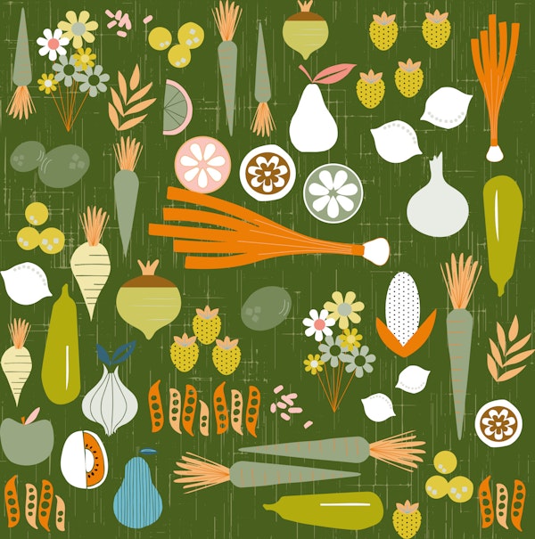 Mid Century Veggie Market Olive