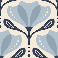 Mid Century Tulip in Blue - S wallpaper