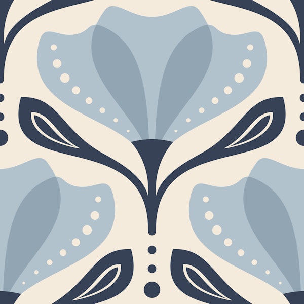 Mid Century Tulip in Blue - S