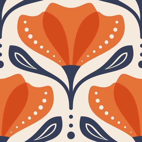 Mid Century Tulip in Red - S