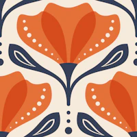 Mid Century Tulip in Red - L wallpaper