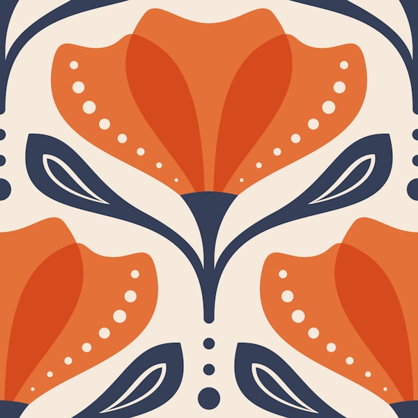 Mid Century Tulip in Red - L