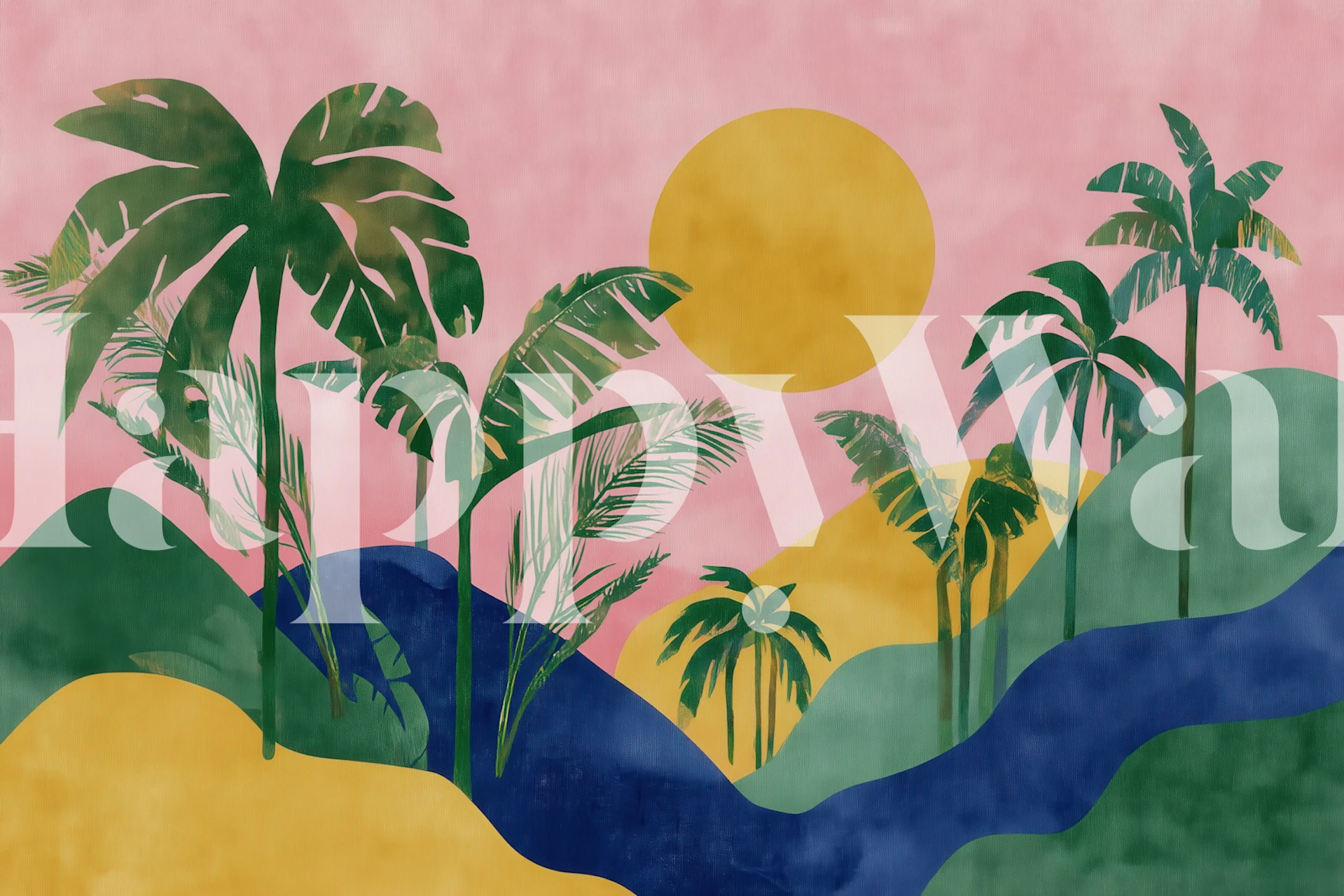 papel de parede Minimal Tropical Landscape em um cômodo