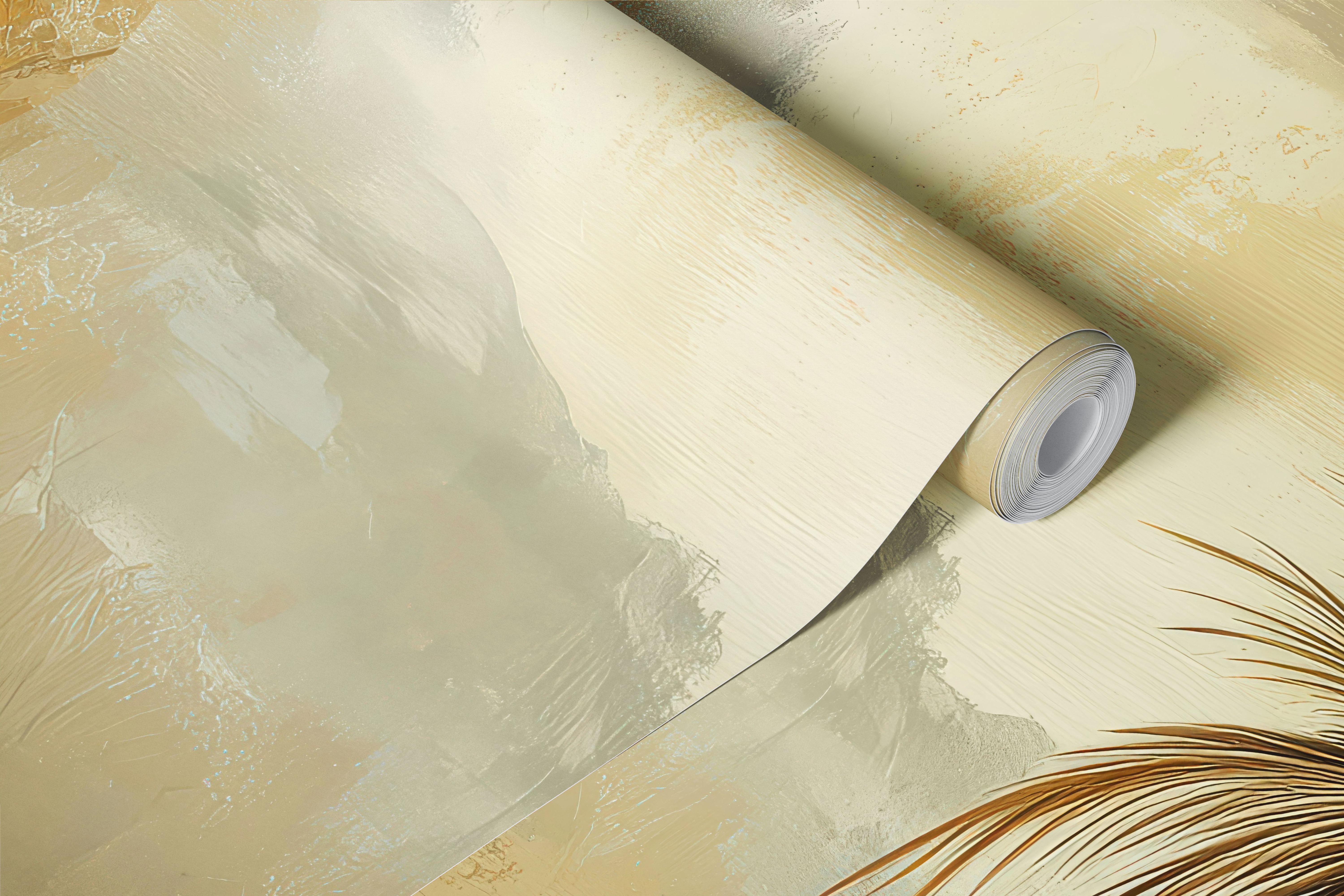 Golden Tropical Landscape Tapete in einem Raum