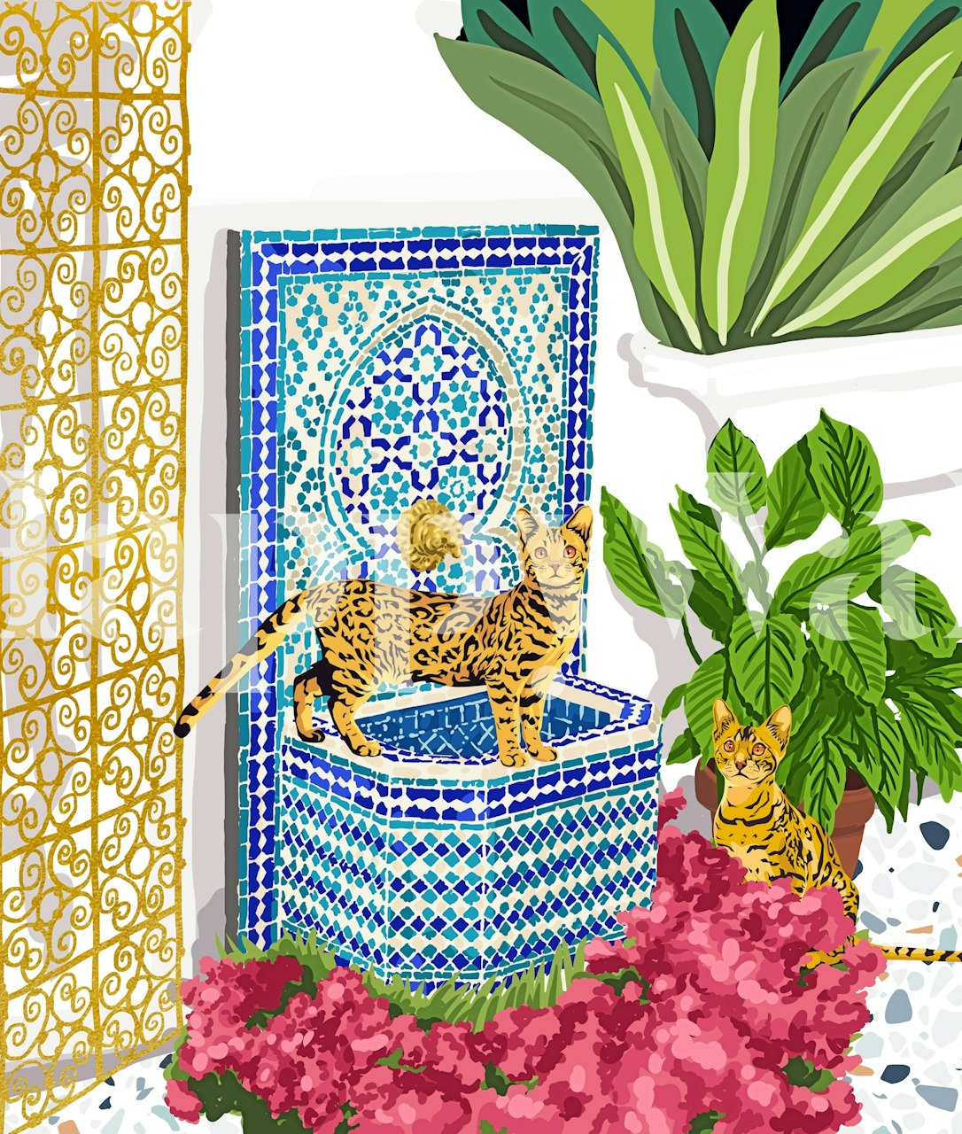 Royal Cats wallpaper design in a stylish room