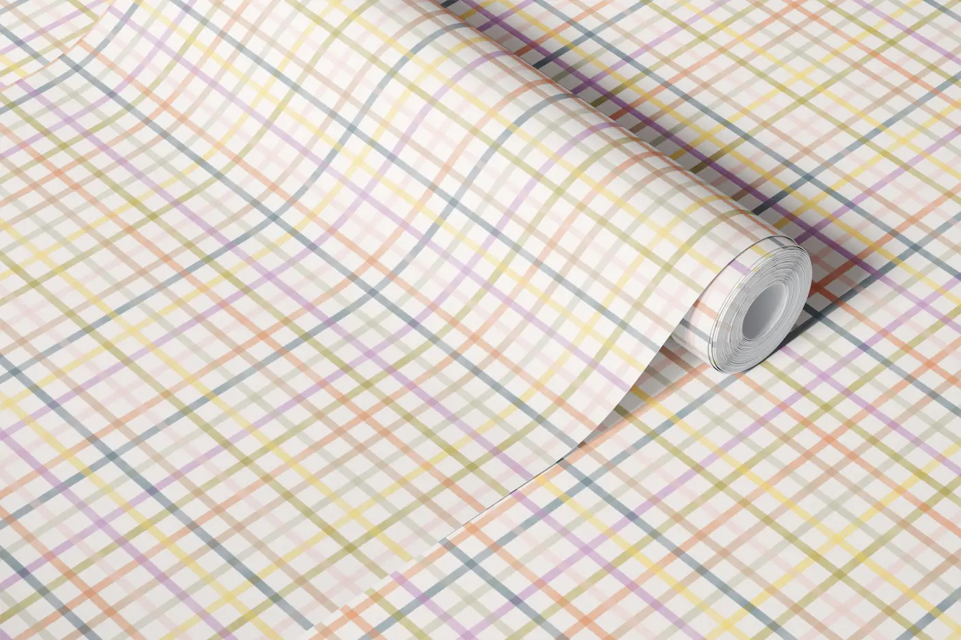 Watercolored Colorful Gingham wallpaper roll