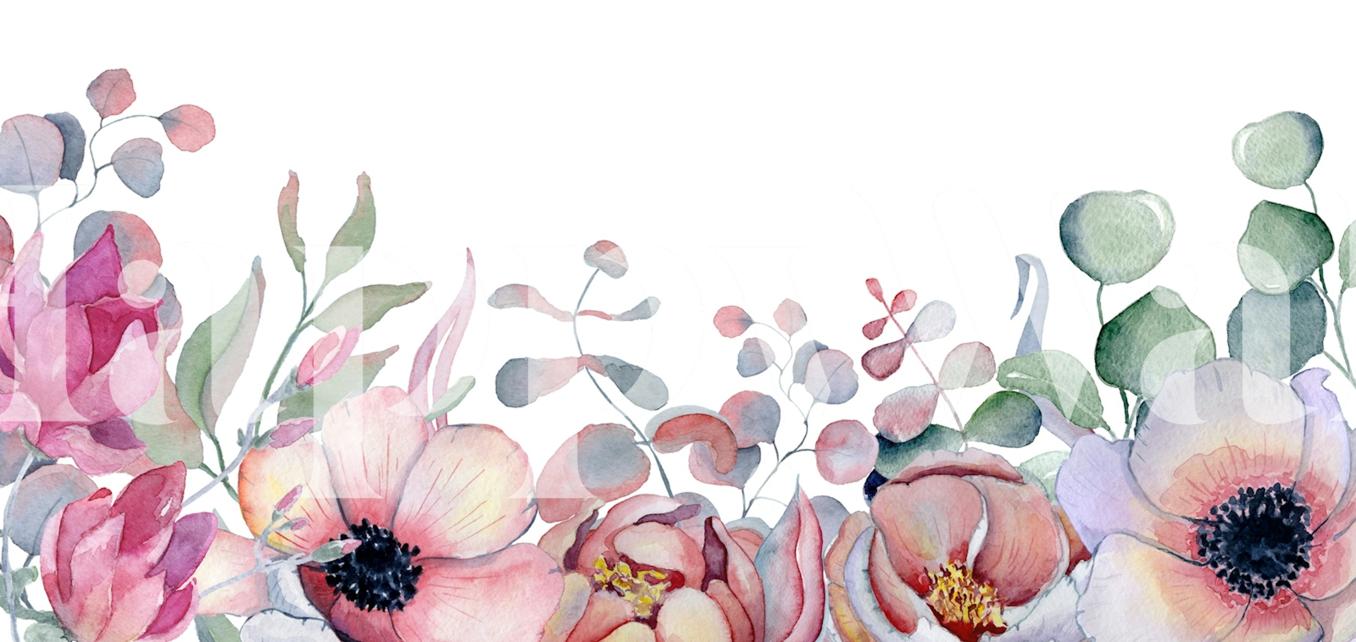 Chic peony wallpaper in a bright room