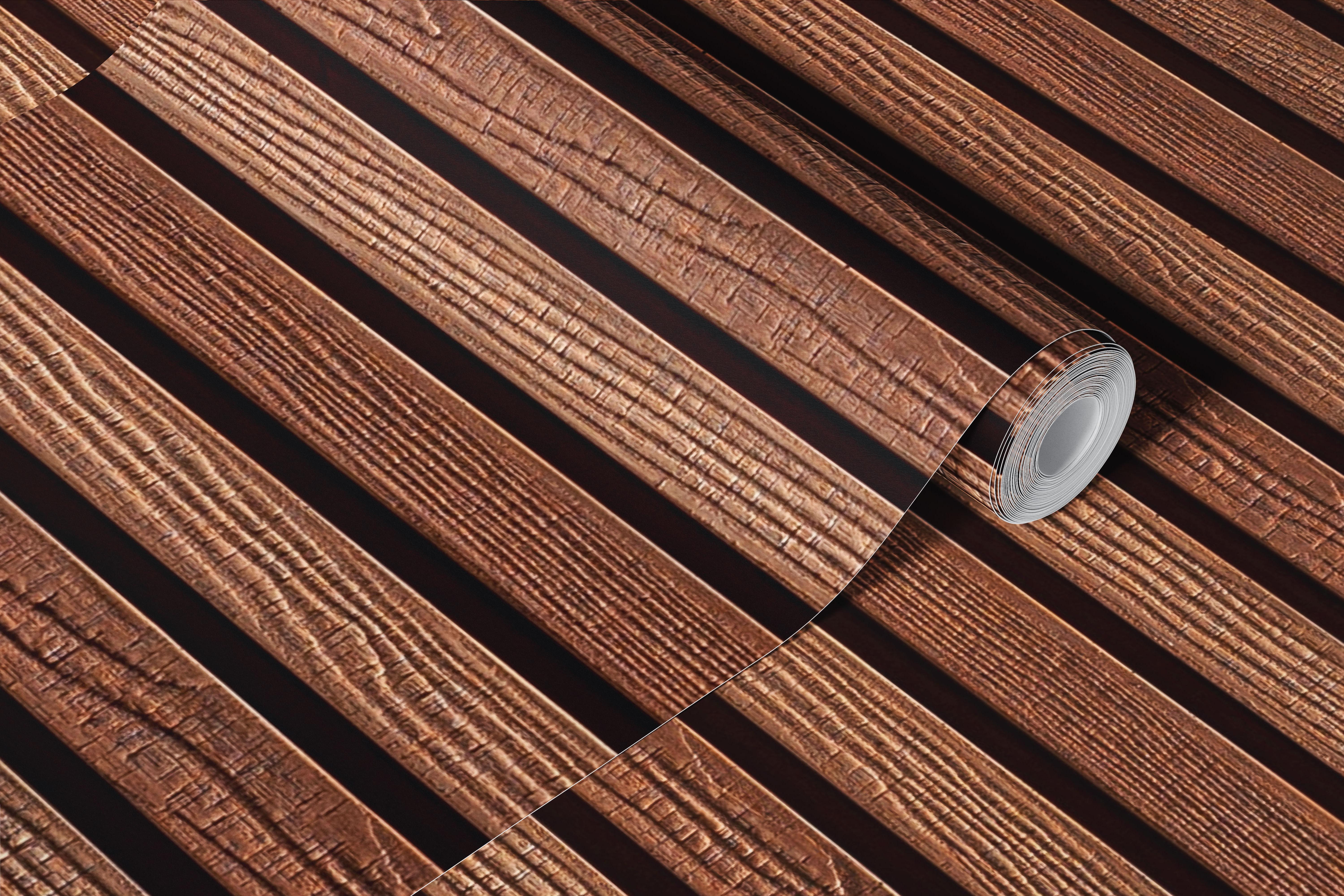 Stylish striped wood finish wallpaper in a room