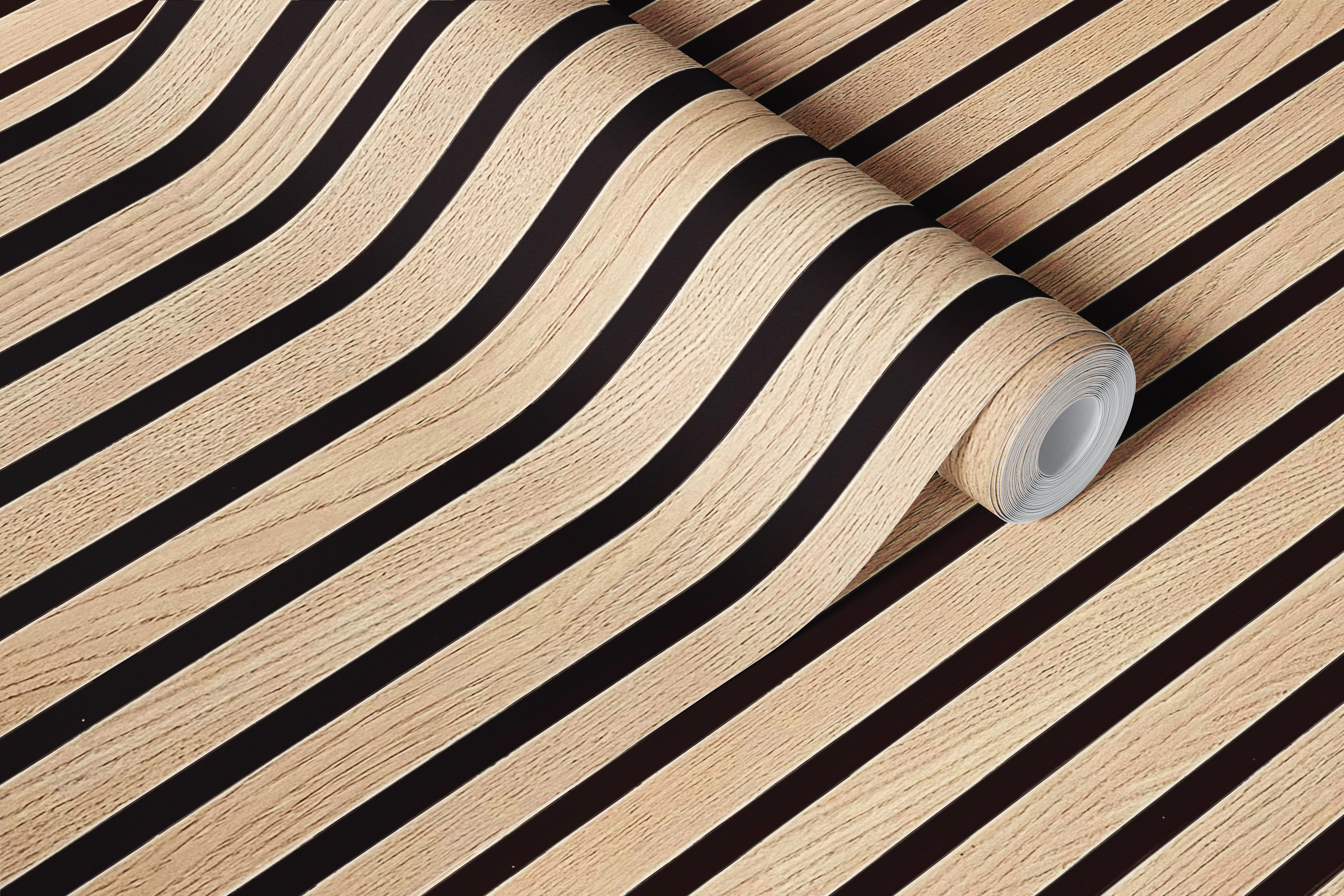 Modern Timber Wall Design wallpaper in a room