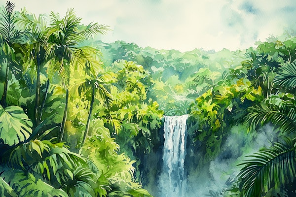 Serene Tropical Forest Falls