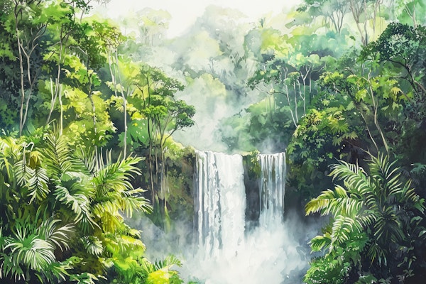 Tropical Jungle Waterfall Mist