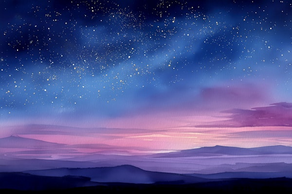 Indigo Night Sky Watercolor