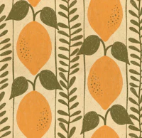 Rustic Lemon Botanical Ochre Beige Green tapete