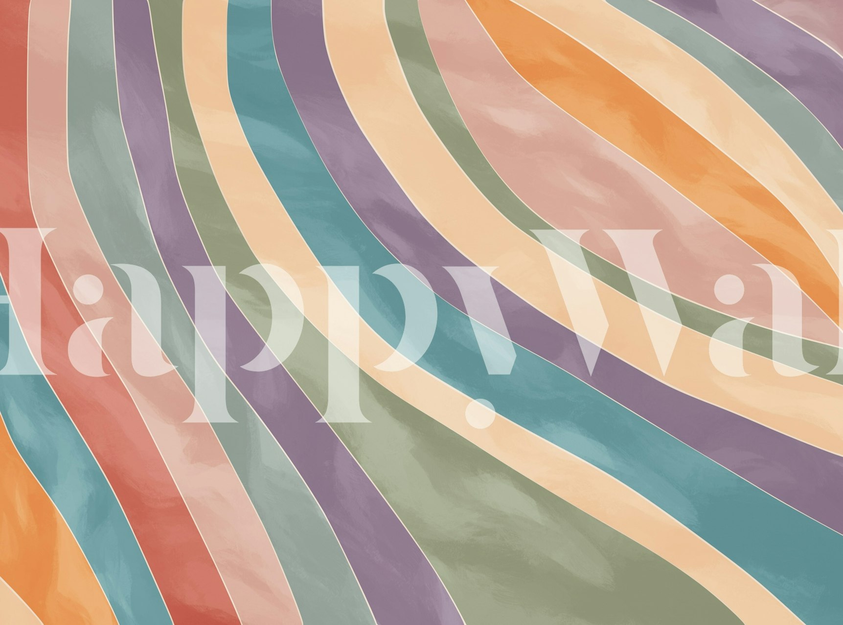 Abstract Pastel Wavy Lines behang in een kamer