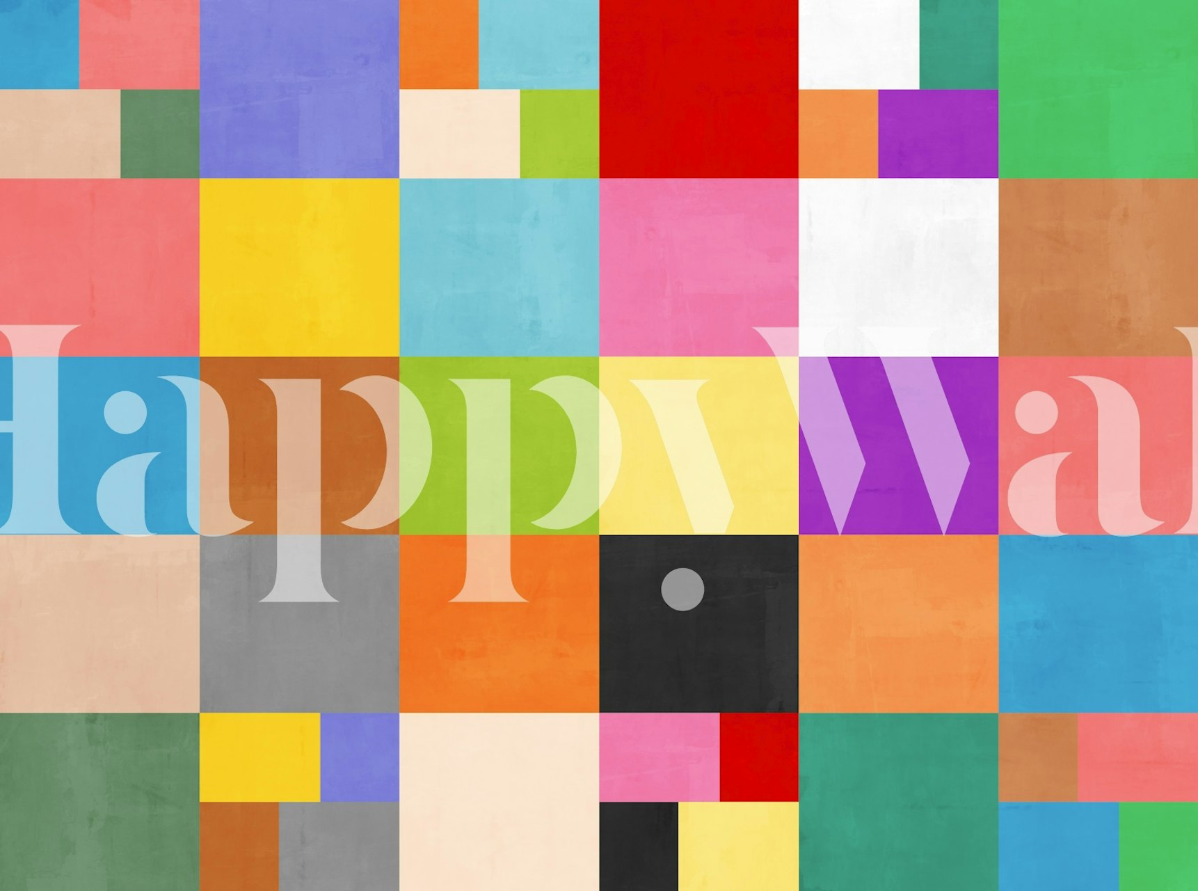 Vibrant patchwork wallpaper in a modern interior