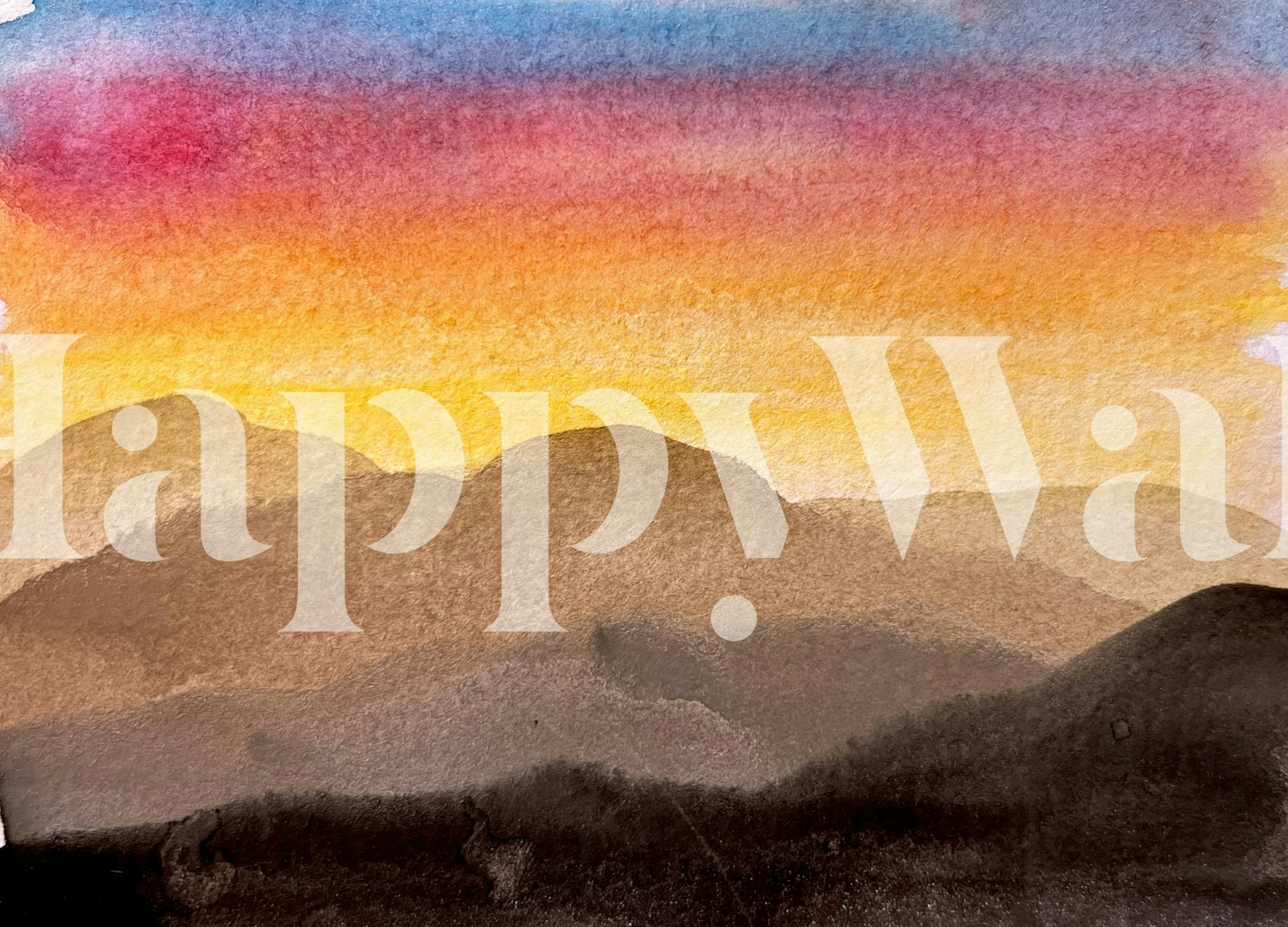 Watercolor Sunset wallpaper in a modern room