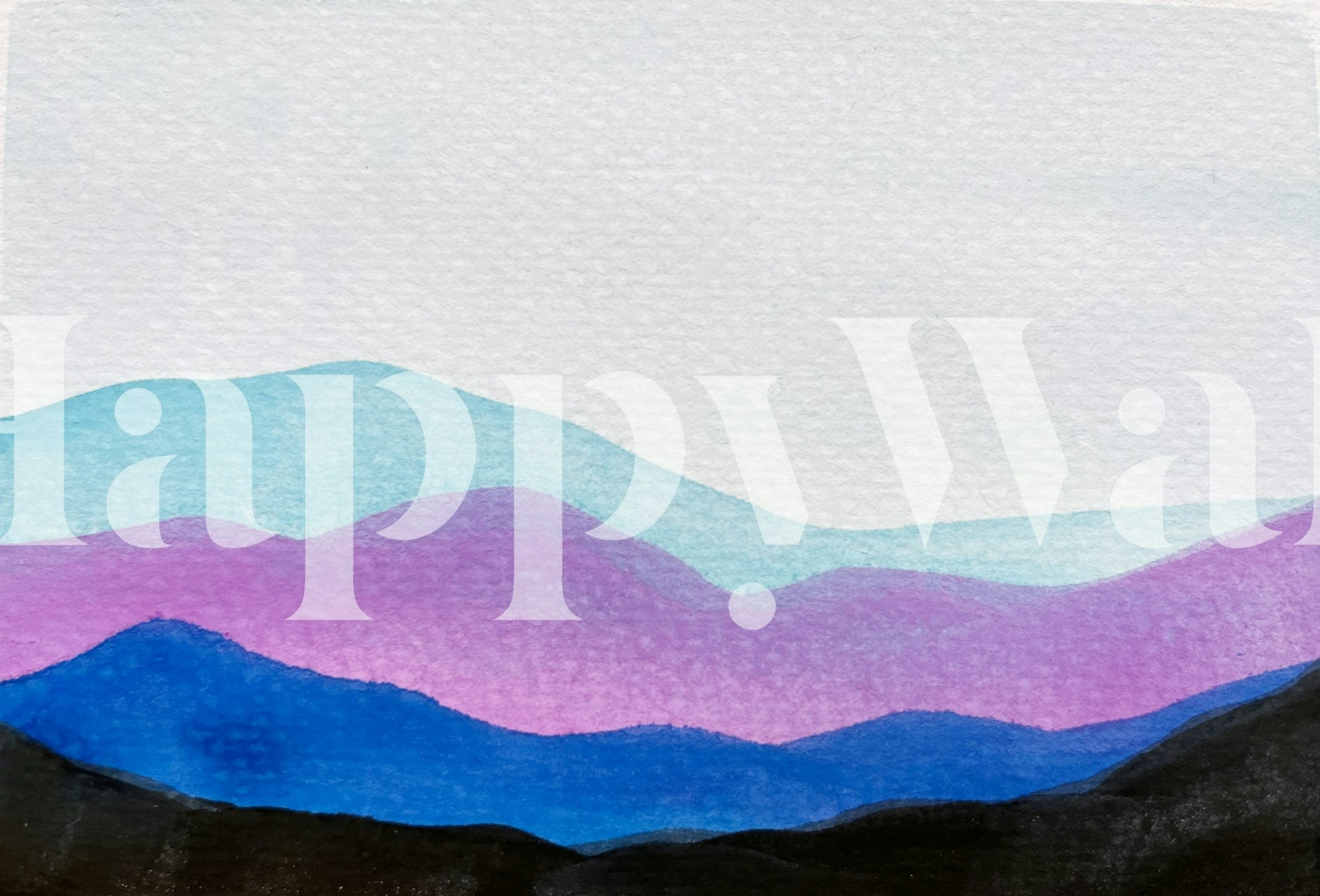 Mountain landscape wallpaper in a room