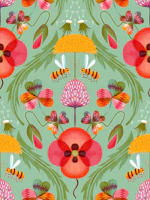 pollinators love weeds damask Green wallpaper