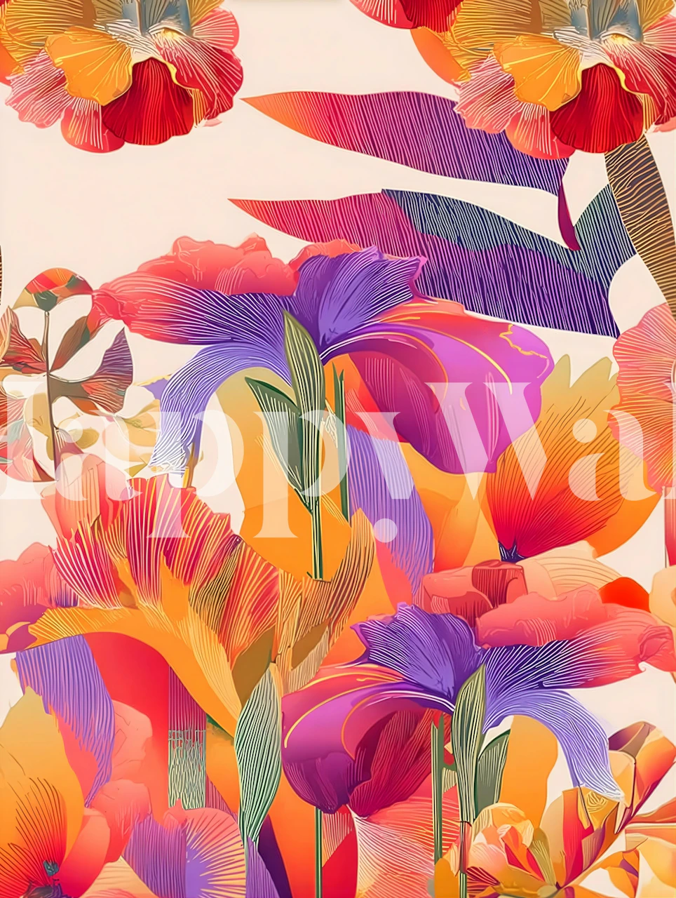 Floral Happy Place wallpaper in a room