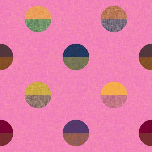 Pink Linen with Retro Sunset Polka Dots