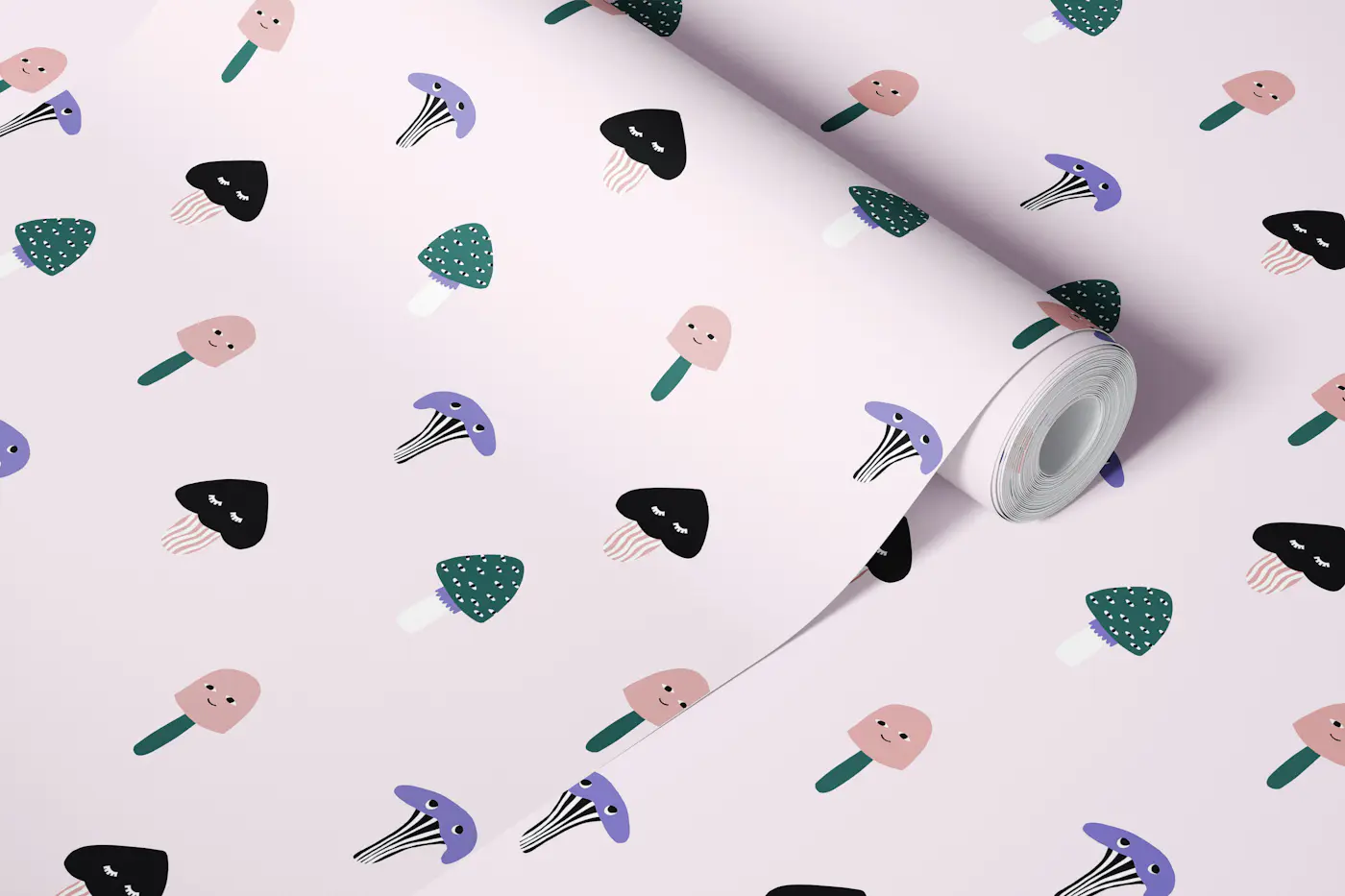 Playful Magic Mushroom Garden wallpaper roll