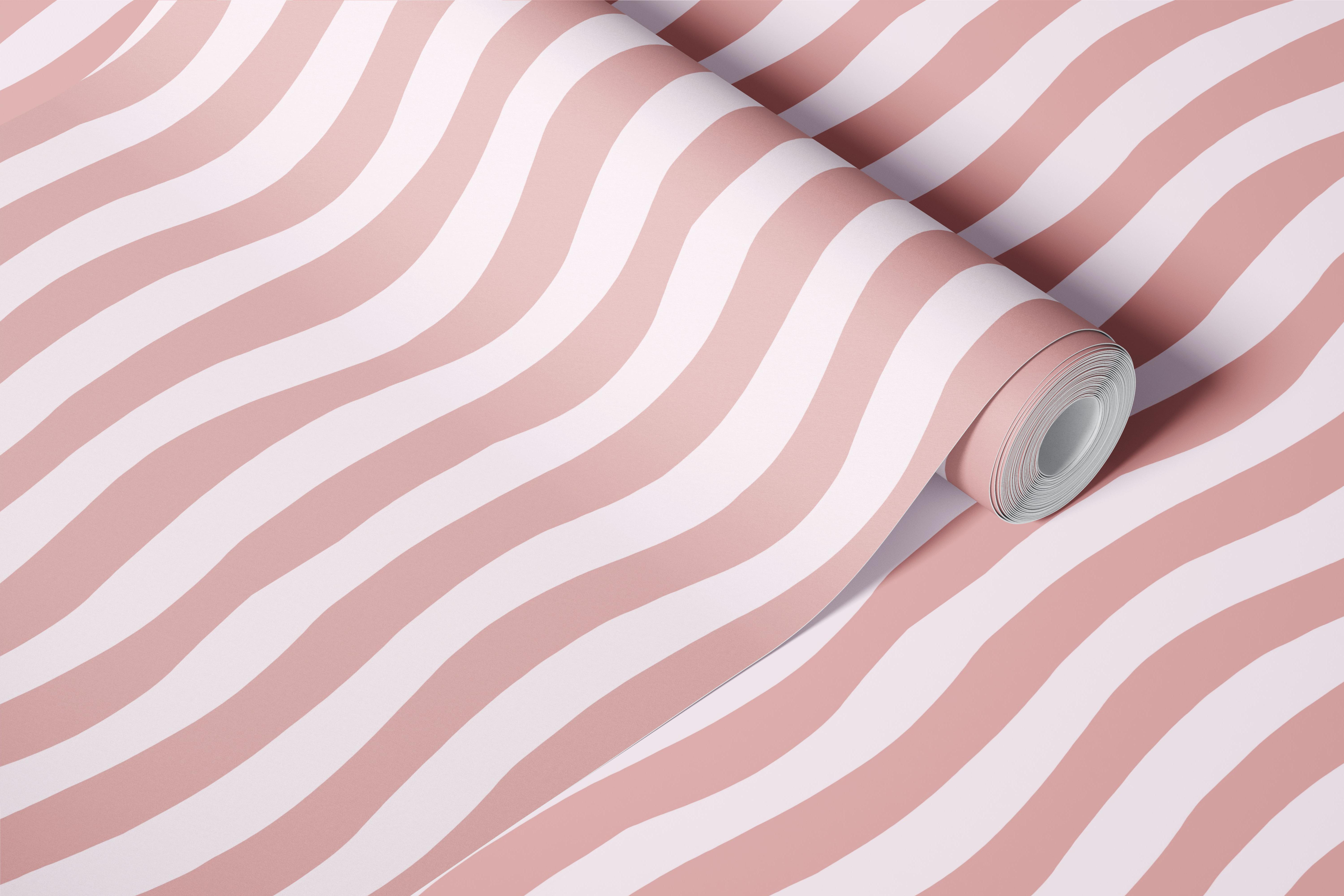 Magic Blush Wavy Stripes wallpaper in a room